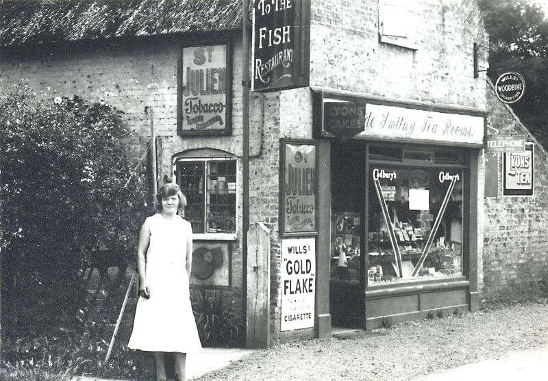 Elsie Butcher outside the Old Smithy Tearooms