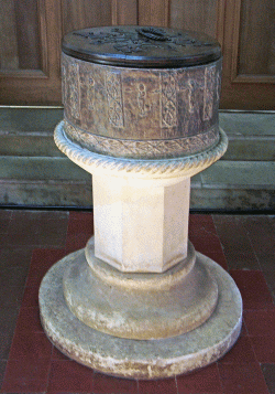 St Laurence, Brundall: The font dates from the 13th century, and is the only lead one in Norfolk and one of only about 30 remaining in Britain. 